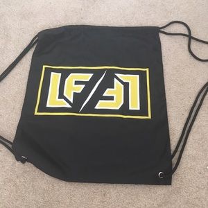 Lf black yellow drawstring bag pouch backpack